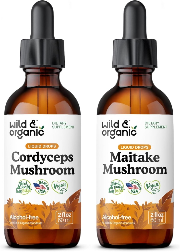 Wild & Organic Cordyceps Mushroom Tinctuur 2 fl oz & Maitake Mushroom Tinctuur 2 fl oz