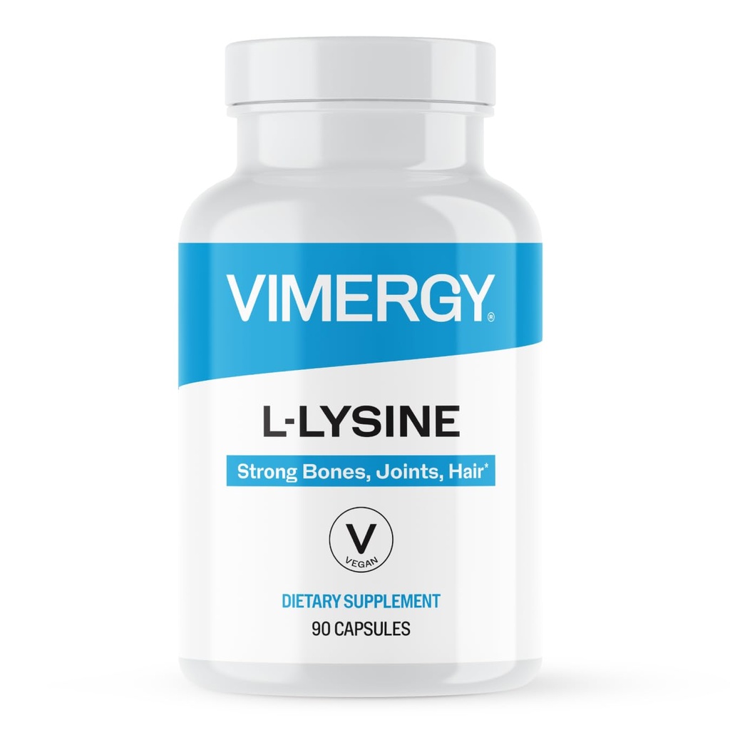 Vimergy L-Lysine – Promotes Healthy Skin, Hair & Nails* – Supports Healthy Metabolism* – Vegan, Non-GMO & Gluten-Free – 90 Capsules