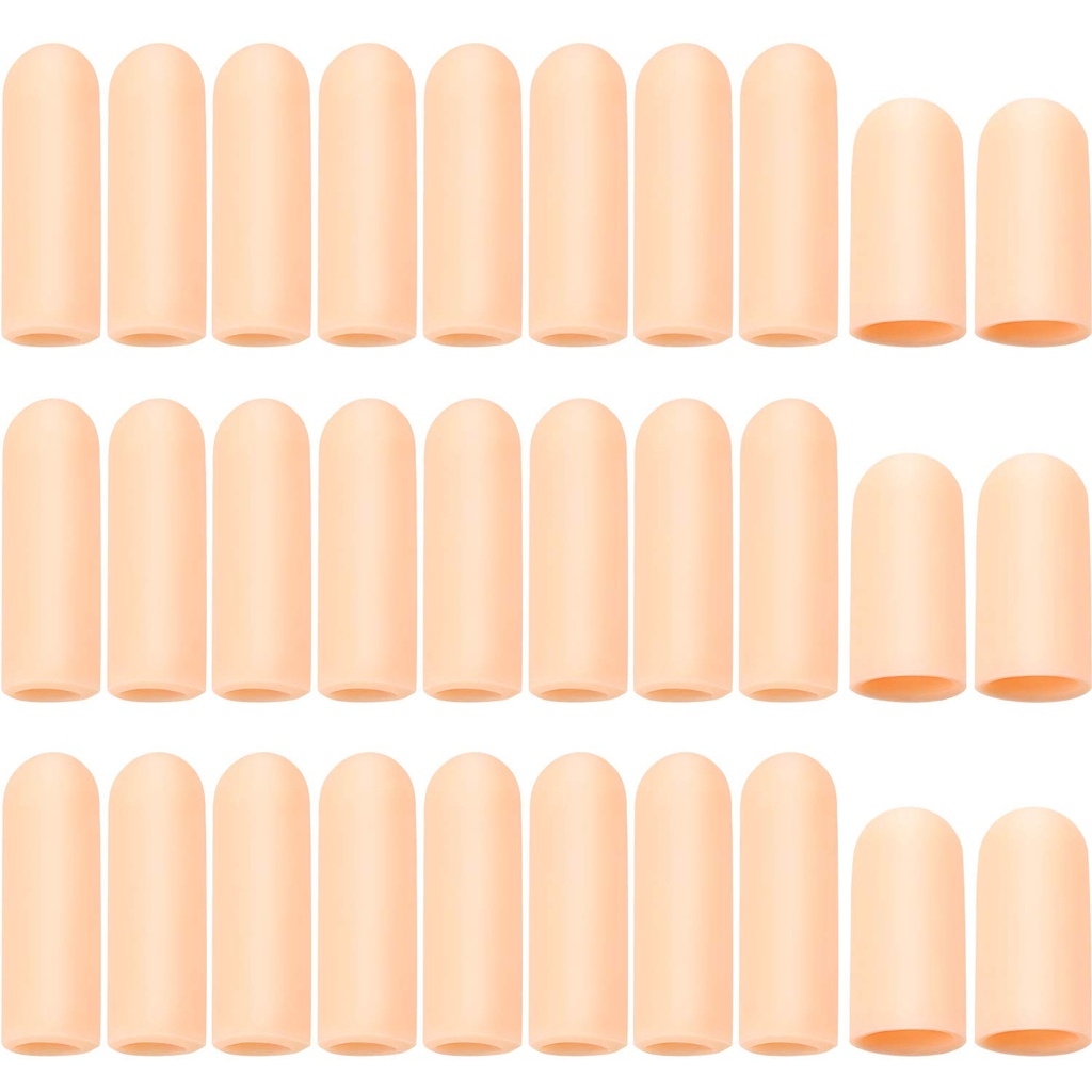 Frianda 30 stuks Gel Finger Protector Cots Silicone Cover Cap Mouwen voor Finger Cracking Trigger Support(Apricot)