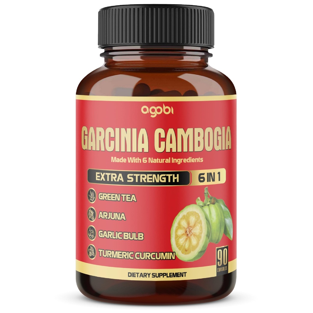 Pure Garcinia Cambogia Capsules - 6in1 met groene thee, Arjuna, Knoflook Bulb, Kurkuma & Black Pepper - 90 Tellingen