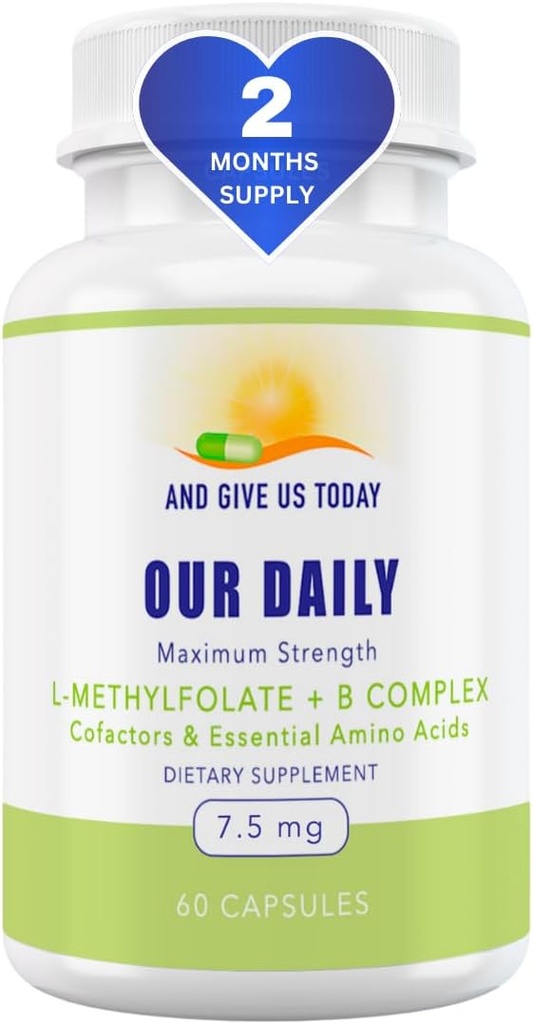Onze dagelijkse Vites L-methylfolaat B Complex Cofactors & Essentiële Aminozuren (7.5mg) - Actieve Folaat, Gemethyleerd B12 Methylcobalamine, B6 en Glycine - 60 Tel.