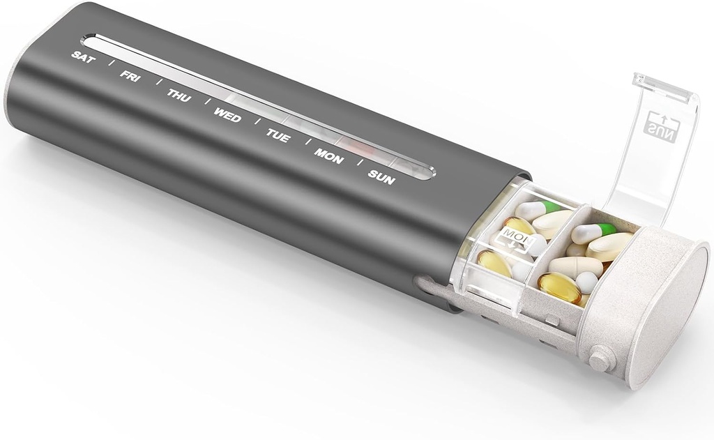 Zannaki Aluminium 7 dagen Weekly pil Organizer, Portable Travel pil case met drie lagen Seal, grote capaciteit leuke dagelijkse pil Box, pil houder container voor vitamines, pillen, supplementen en medicijnen