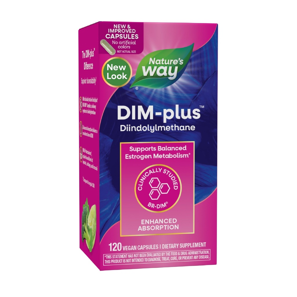 Nature's Way DIM-Plus, DIM-supplement, Ondersteunt Balanced Estrogen Metabolisme*, Ondersteunt Estrogen Hormone Balance*, Diindolylmethaan, 120 Vegan Capsules