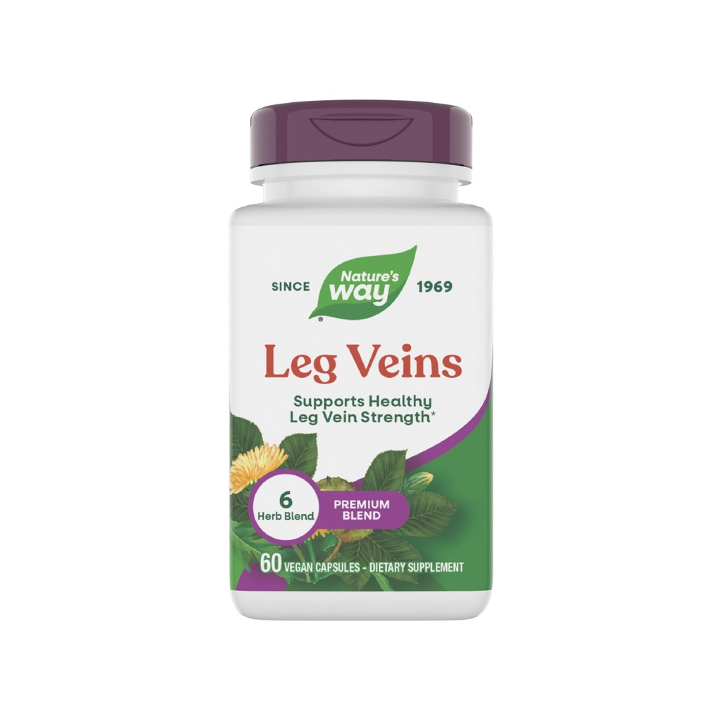 Nature's Way Leg Veins, ondersteunt gezonde been Vein kracht*, 6-Herb Blend, Horse Chestnut Extract en Dandelion Supplement, Glutenvrij, 60 Vegan Capsules (Verpakking mei Vary)