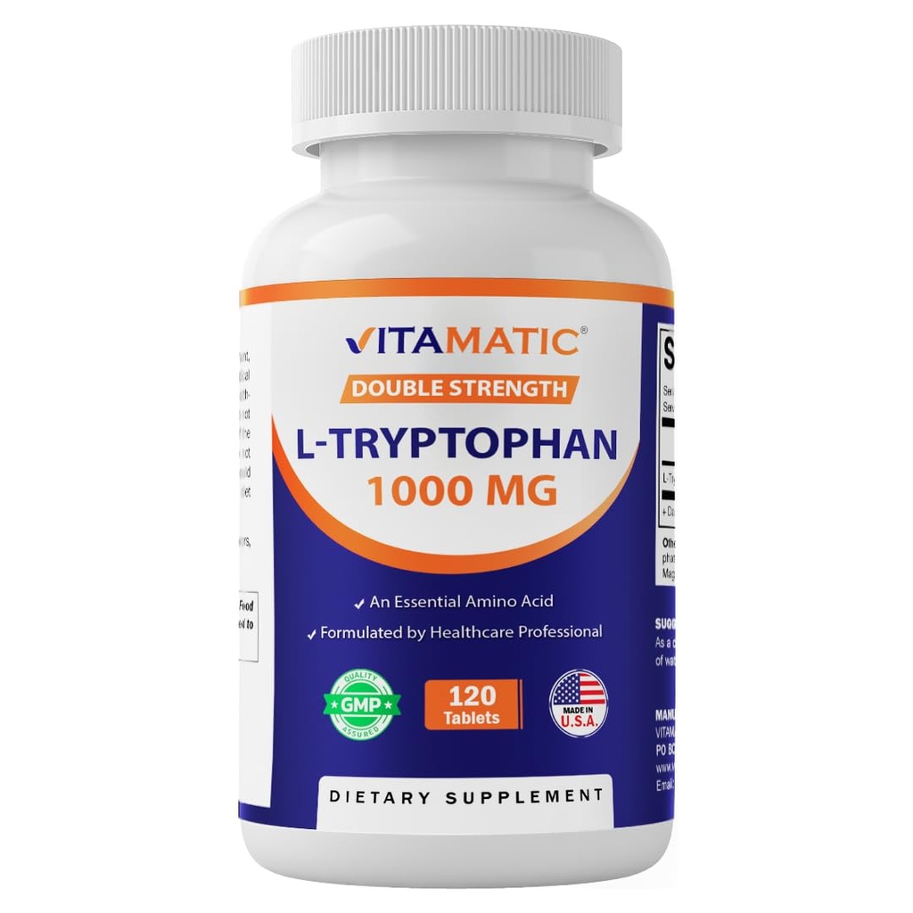 Vitamatic L-Tryptofaan 1000mg 120 tabletten (120 tabletten (verpakking van 1)) (1 fles)