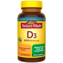 Nature Made Vitamin D3 2000 IE (50 mcg), Vitamine D Supplement voor bot, tanden, spier- en immuungezondheidsondersteuning, 100 tabletten, 100 dagen aanvoer