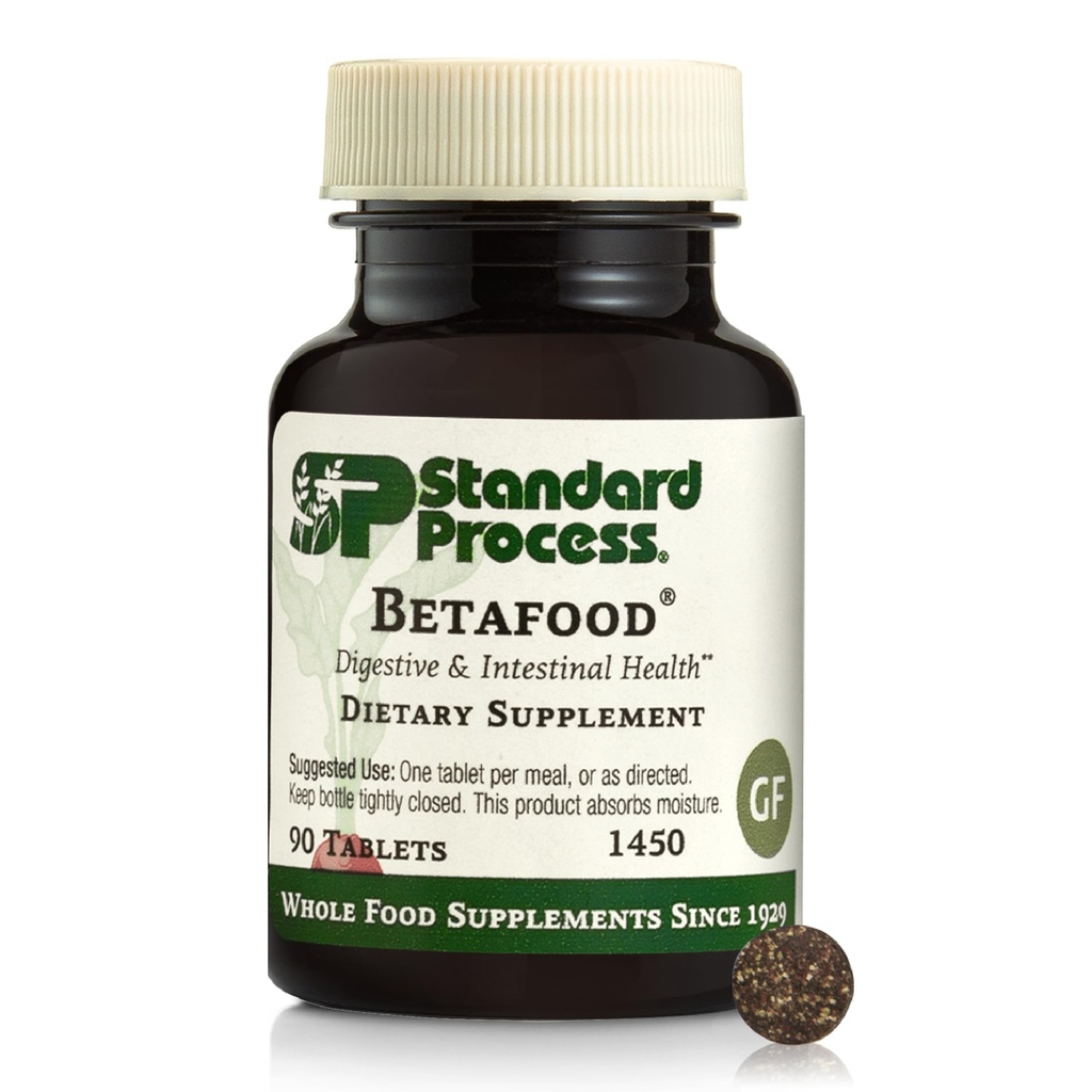 Standaardproces Betafood - Ondersteunt spijsvertering en intestinale functie met bieten - Aids a Healthy Heart & Liver Health - Glutenvrije, Niet-Dairy & Non-Soy - 90 tabletten (90 porties)