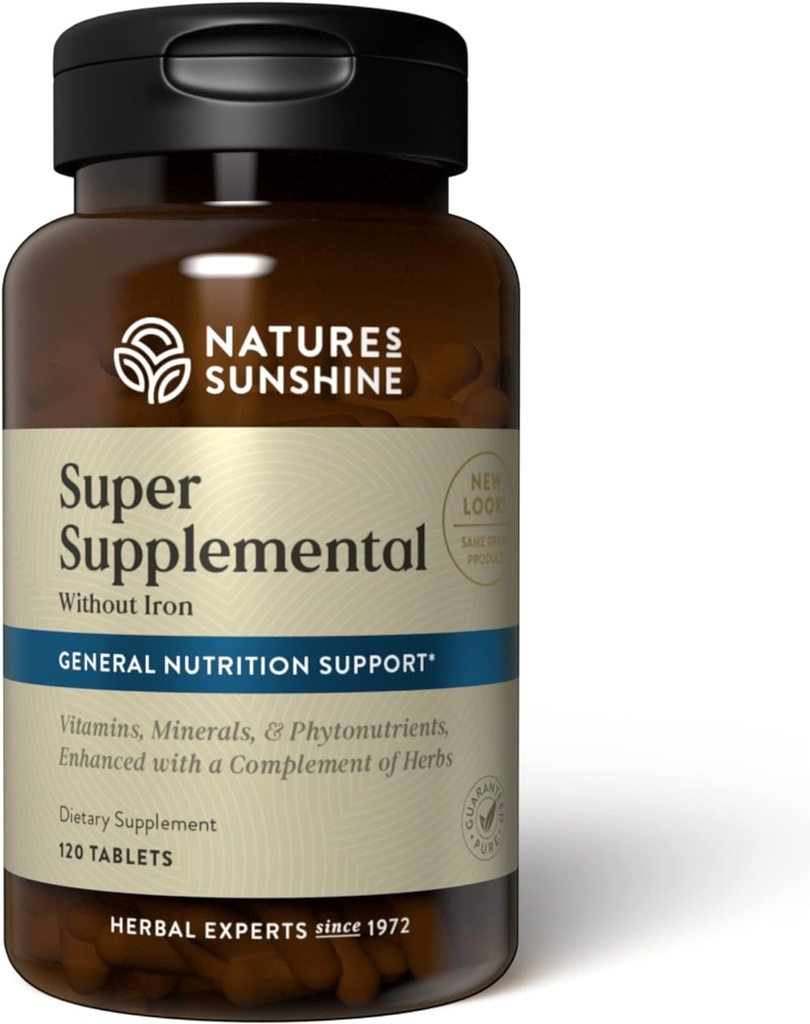 Nature's Sunshine Super Supplemental w/o Iron: Complete Multivitamine met Mineralen, Antioxidanten & Meer voor Nutritional Gaps, Algemene Gezondheid, Immune & Energy Ondersteuning. 120 Tabbladen