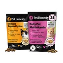 Cat Multivitaminen + Immuun ondersteuning Lysine Dual Texture Kauwsupplement Bundle - Ondersteunt algemene immuungezondheid, gewrichten, huid & jas, en Cat Allergie Relief - niezen, Runny Neus