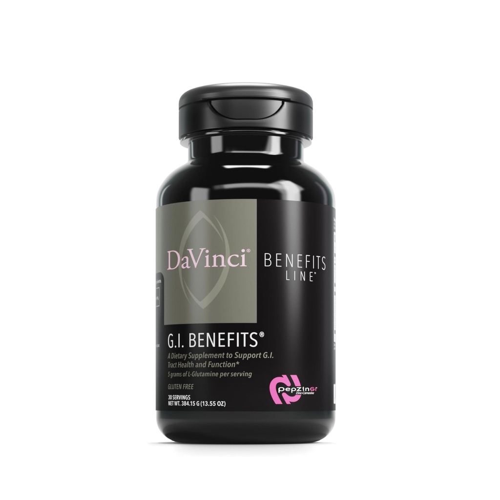 DAVINCI Labs GI Voordelen - Digestief gezondheidssupplement Poeder met zink en L-glutamine* - Ondersteuning immuunsysteem en gezonde spijsvertering* - Gut Health Supplement voor mannen en vrouwen - 30 porties (384.15 g)