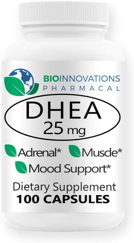 Gemicroniseerd voor Superior Absorptie DHEA 25mg Afgeleid van Wild Yam Ondersteuning Immune Health, Hersenen, Botten, Spieren - 100 Capsules