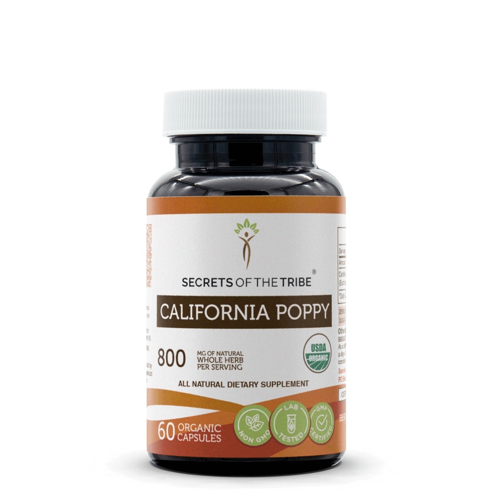 Geheimen van de Stam Californië Poppy USDA Biologische 60 Capsules Gemaakt met Vegetarische Capsules en Certified Organic California Poppy (Eschscholzia Californica) Gedroogde kruiden en bloemen (60 capsules)