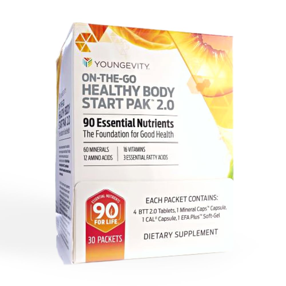 Youngevity On-The-Go Healthy Body Start Pak 2.0 - Inclusief Multi-Vitamins, Minerals, EFA's, & Amino Acids 90 Essential Nutriënts