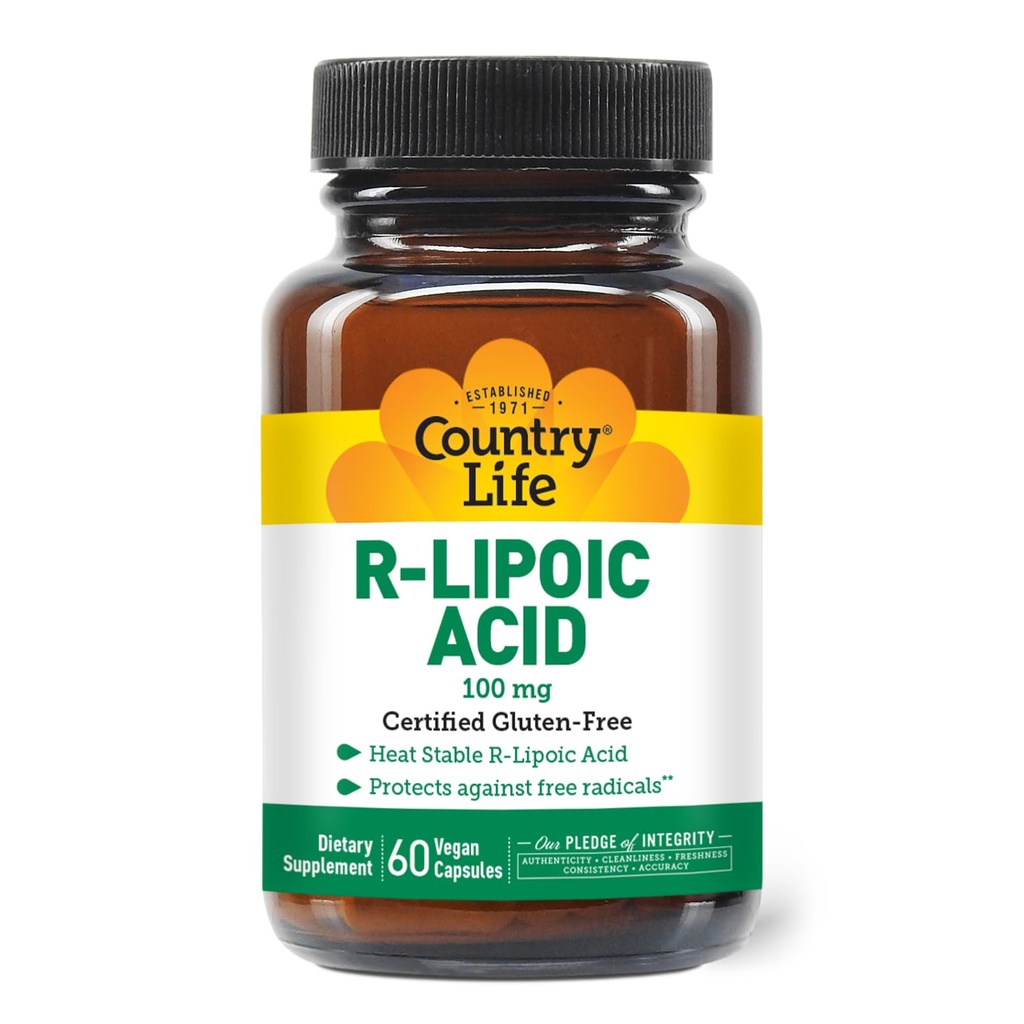 Country Life R-Alpha Lipoic Acid Complex 300mg - Alpha-Lipoïne Acid 270mg & R-Lipoïne Acid 30mg - Antioxidant Ondersteuning - Geen Gist, maïs, tarwe, soja, gluten, melk - Alpha Lipoïnezuur Supplement
