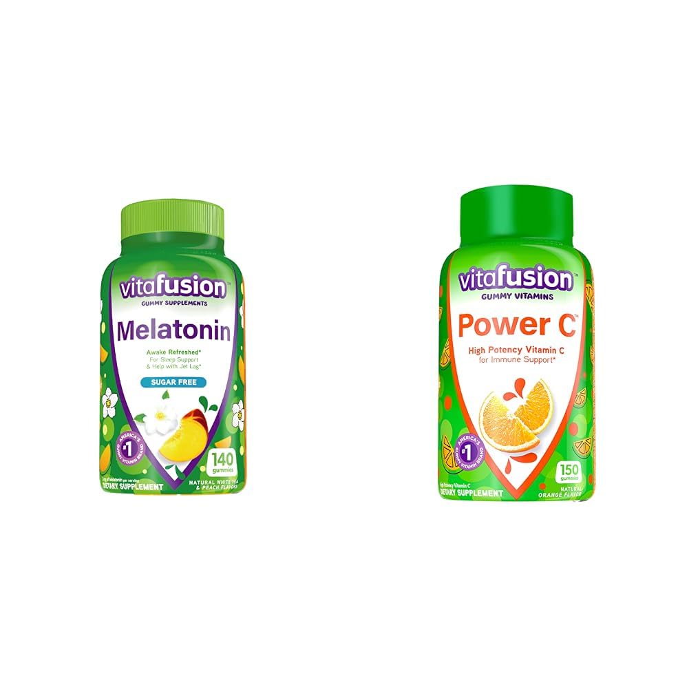 Vitafusion Melatonine 140ct Vermogen C Vitamine C Gummies 150ct Immuun Ondersteuning Oranje Smaak