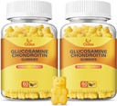 Vegan Glucosamine Chondroitin Gummies, Ondersteuning Supplement voor Volwassenen Mannen & Vrouwen, 1500mg Extra sterkte Glucosamine met Chondroitin MSM Kurkuma Vlierbes voor Gezondheid