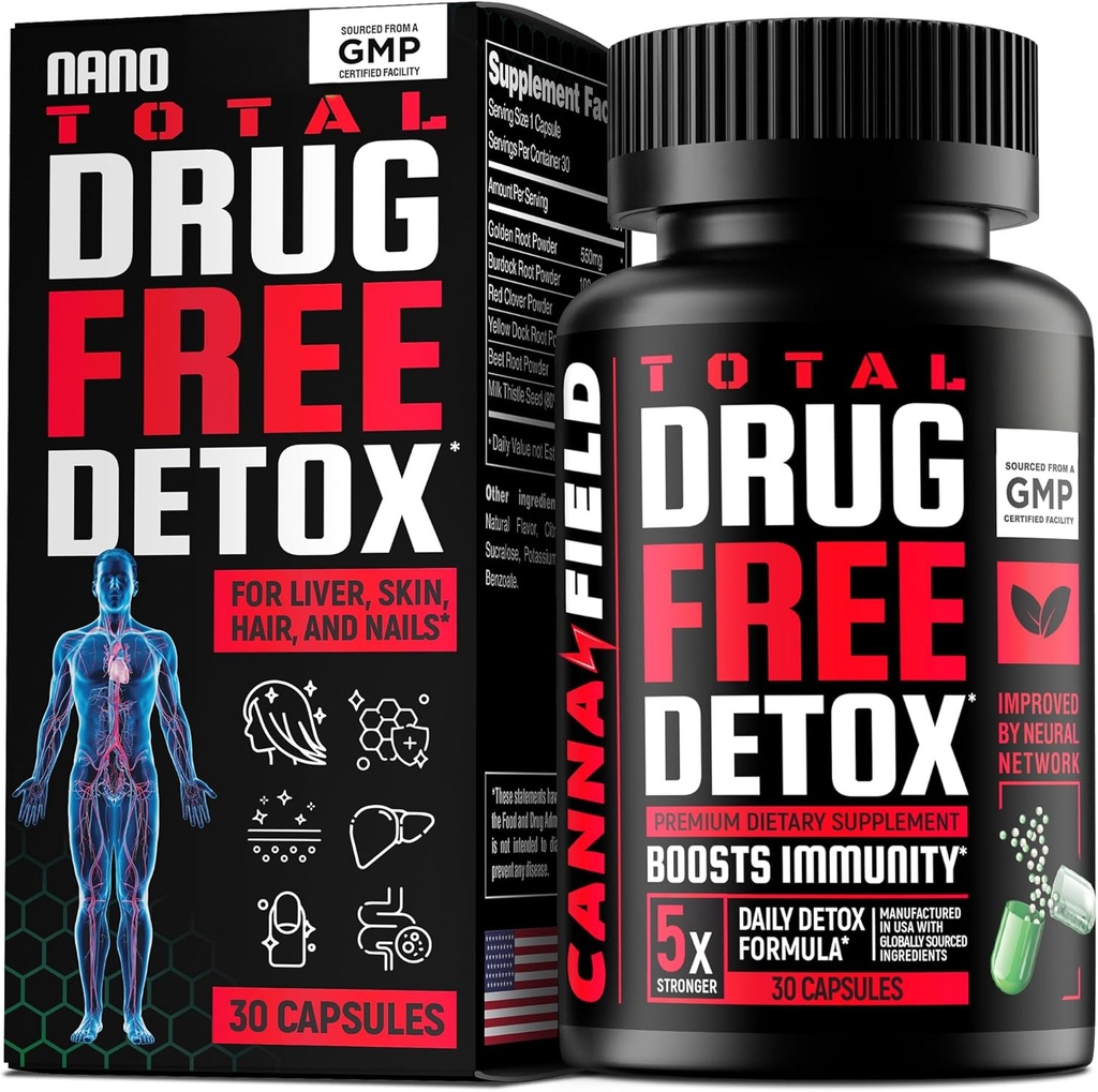 Total Detox and Liver Cleanse - USA Made - 5-Days Detox - Natural Toxins Cleaner for Skin, Hair, Nails, Gut – Mega Support and Repair - Natural Herbal Health Formula, Immune Support