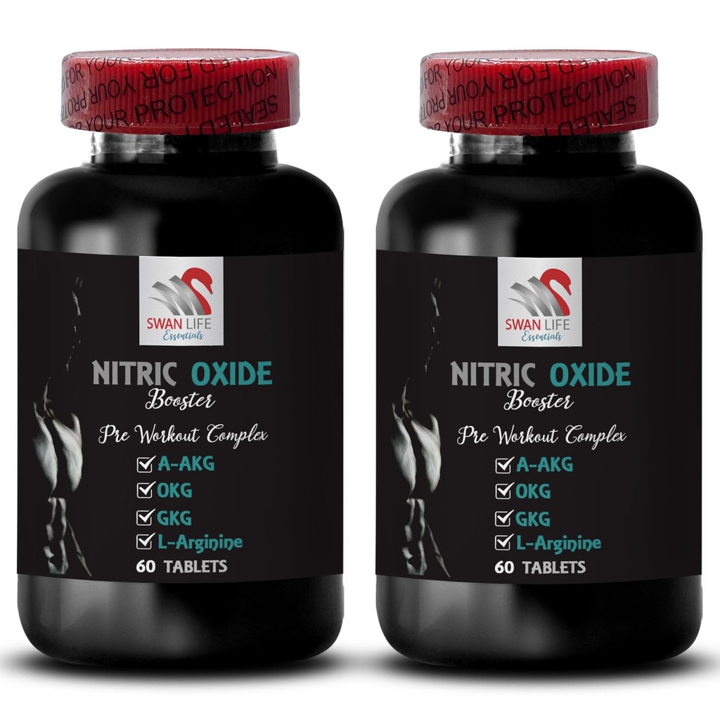 Dagelijks supplement - NITRIC Oxide BOOSTER - Nitric oxide supplementen voor mannen, Oefening supplement, Performance boost, Power focus, Uithoudingsvermogen formule, Endurance booster, Spierversterker 2 Bottle 120 Tabs
