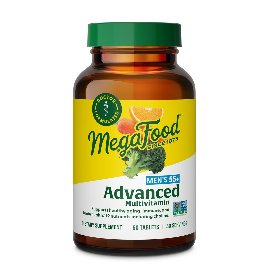 MegaFood Mannen 55+ Geavanceerde Multivitamine voor mannen - Doctor-Formulated -Choline, Vitamine D, Vitamine B12 