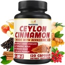 Ceylon Cinnamon Capsules met Berberine HCl, Apple Cider Vinegar, Turmeric, Ginseng, Black Pepper - 6in1 voor ondersteuning Immuunfunctie - 120 Tel.