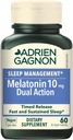 Adrien Gagnon - Melatonine 10mg, Dual Action Time Release Melatonine voor diepe slaap, natuurlijke slaapmiddelen voor volwassenen Extra sterkte, 60 Vegan Melatonine Snelle oplossen tabletten