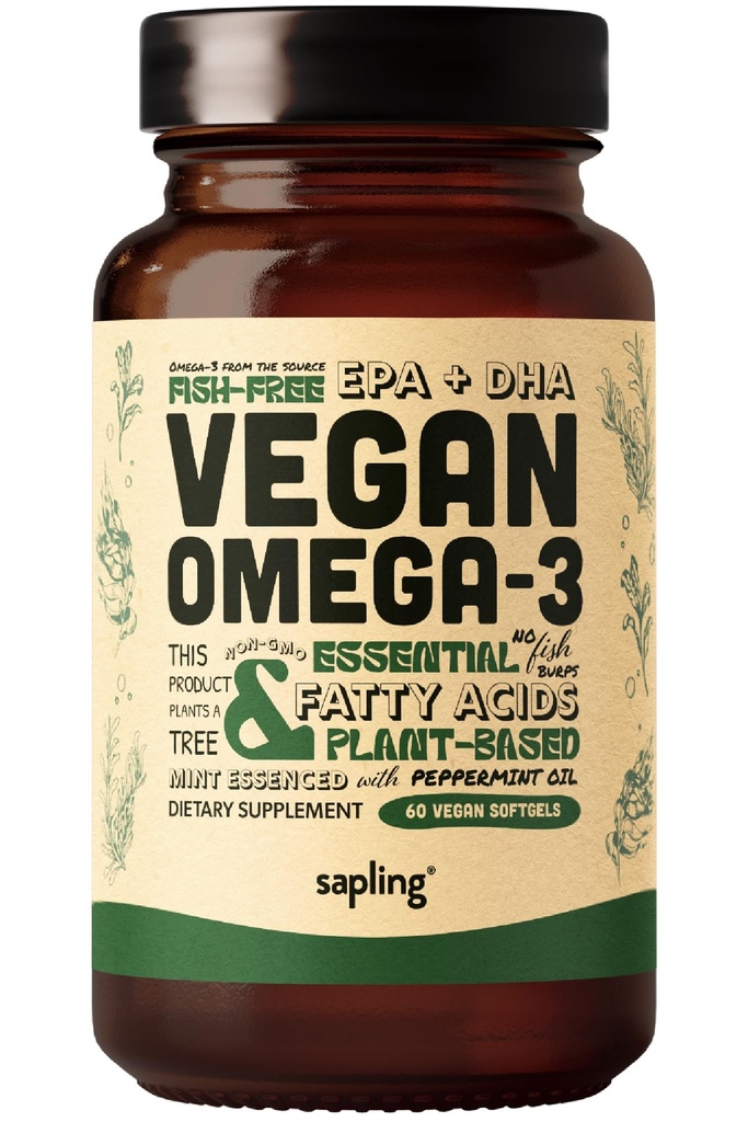 Vegan Omega 3-supplement - DHA & EPA-vetzuren op basis van planten - Carrageenvrij, alternatief voor visolie, ondersteunt hart, hersenen, gezamenlijke gezondheid - duurzaam gegenereerde algen - 60 Softgels