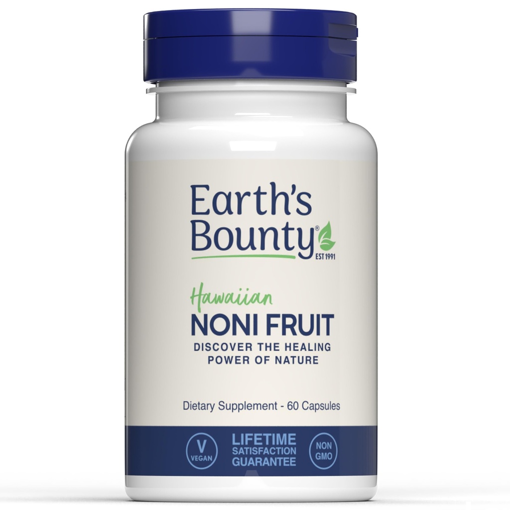 Earth's Bounty Hawaiian Noni Fruit Capsules - 60 Veggie Caps - Healthy Immune System & Joint Health Support - 100% Natural & Pure Noni - Vegetarisch