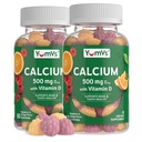 YumVs Calcium 500mg met vitamine D3 - Raspberry & Orange Flavor Calcium Vitamine D Gummies, Kauwbaar Calcium Supplement voor kinderen & Volwassenen, Vitamine D Calcium Gummies (60 Tellen (pakket 2))