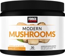 FORCE FACTOR Moderne paddo poeder, paddo supplement met Lions Mane, Turkije staart, & Cordyceps ter ondersteuning van energie, focus, immuniteit, & spijsvertering, Vanille smaak, 30 porties