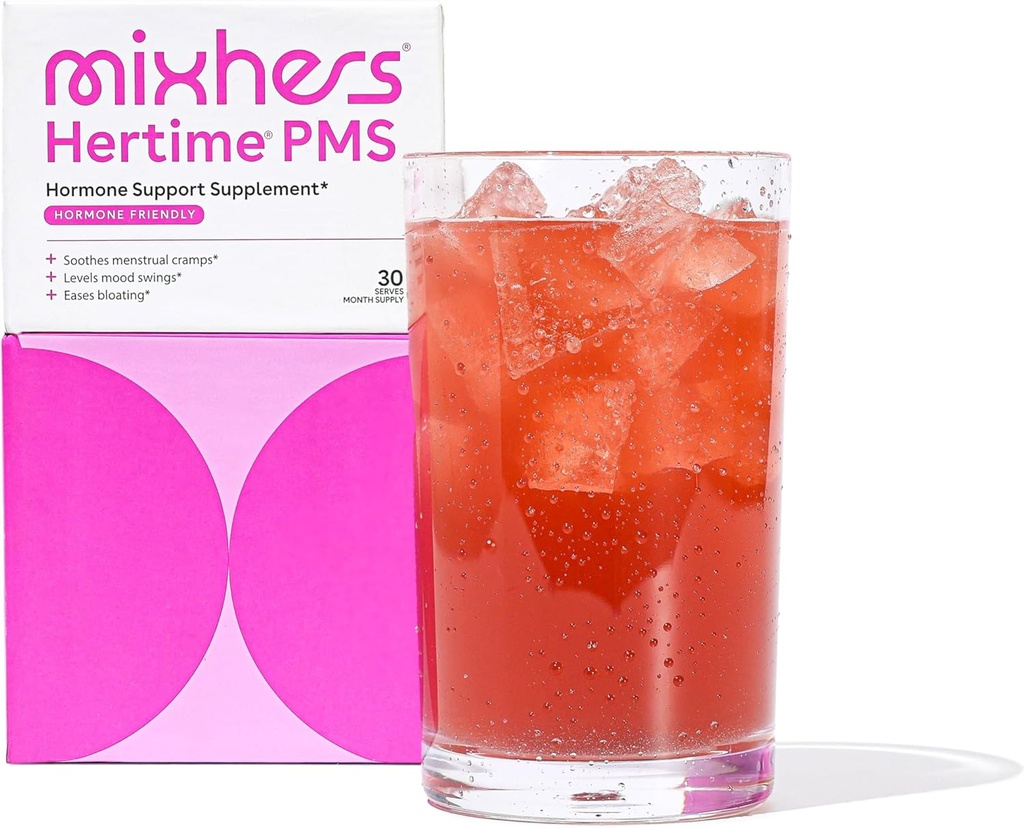 MIXHERS Hertime PMS - Ondersteunt Hormonale Gezondheid voor vrouwen - Ondersteunt een gezonde menstruele cyclus - met mineralen, Peony Roots, Siberische Ginseng - Sugar-Free - 15 Drink Packets - Coconut Lime