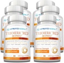 Goedgekeurde Wetenschap Kurkuma MD - met BioPerine & 95% gestandaardiseerde Kurkuma Curcuminoïden - 360 Capsules (6 maanden levering)