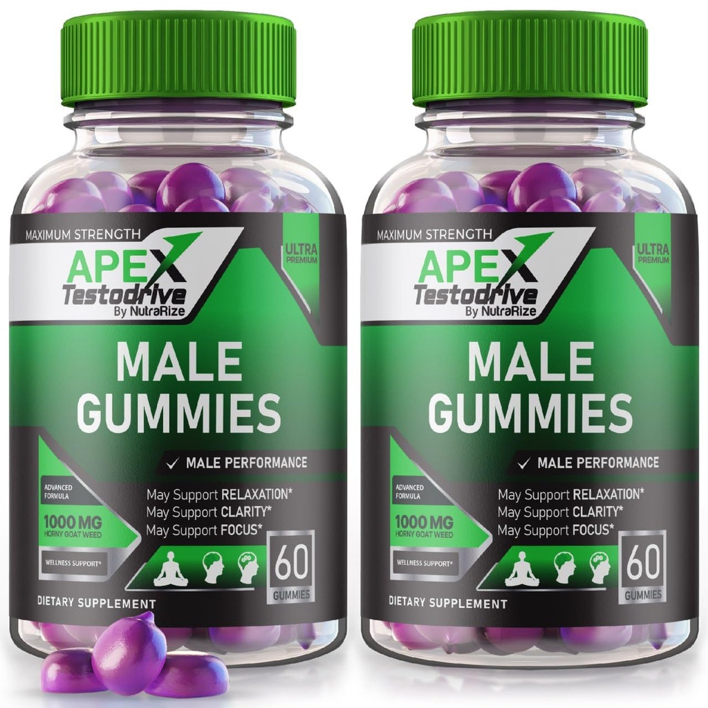 (2 Pack) Apex Testodrive, Apex Testodrive Dieetsupplement voor mannen, Apex Testodrive won all-natuurlijke formule voor de algehele wellness en piekprestaties, Apex Testo Drive Gomitas Review (120 Gummies)