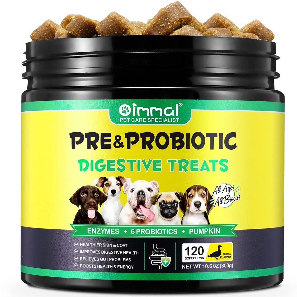 Probiotica voor honden Digestieve Gezondheid, Digestieve Zachte Kauwen voor Honden, Honden Probiotica en Digestieve Enzymen, 120 Honden Kauwen Omega-3 & 6, Vitamine, Verbeteren Vertering, Immuniteit