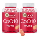 Qunol CoQ10 Gummies, CoQ10 100mg, Delicious Gummy Supplementen, Helpt Ondersteuning Hart Gezondheid, Veganistisch, Glutenvrij, Ultra Hoge Absorptie, 2 Maand Levering (60 Tellen, Verpakking van 2)