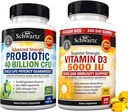 Vitamine D3 5000 IE 125 mcg (1 Jaarvoorraad) Plus 40 miljard CFU Daily Probiotic Supplement (2 Maandvoorziening)