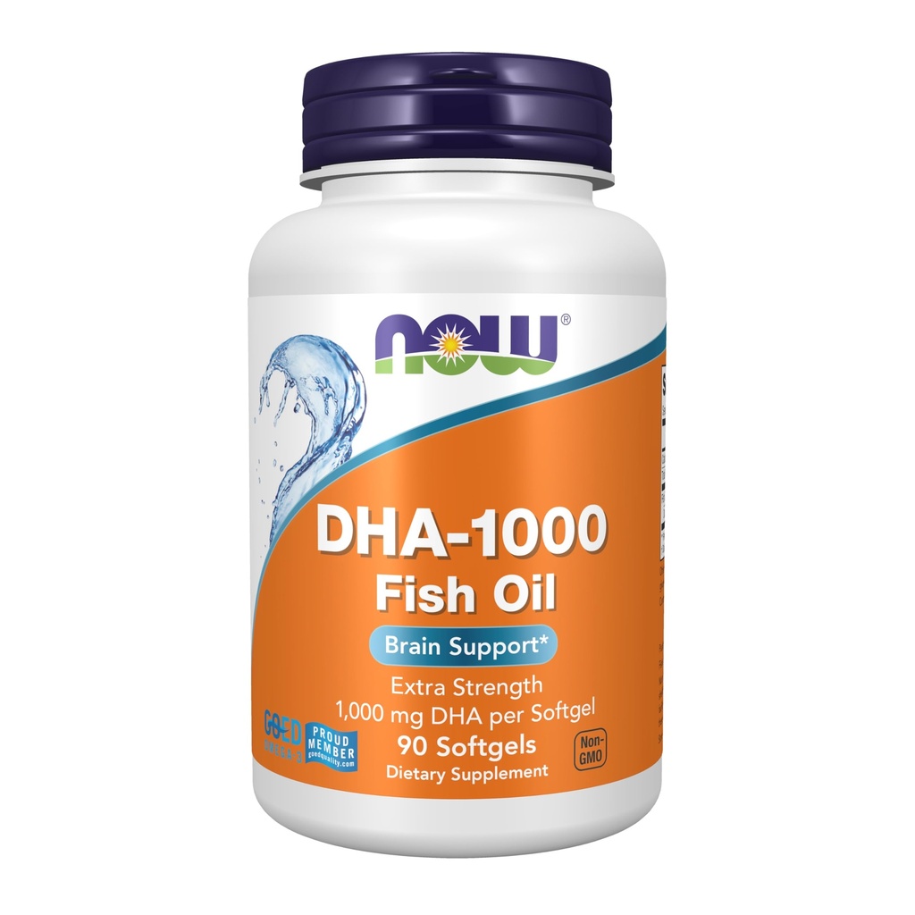 NOW Foods Supplementen, DHA 1000 Hersenondersteuning, Extra Sterkte, 1000 mg DHA, 90 Softgels
