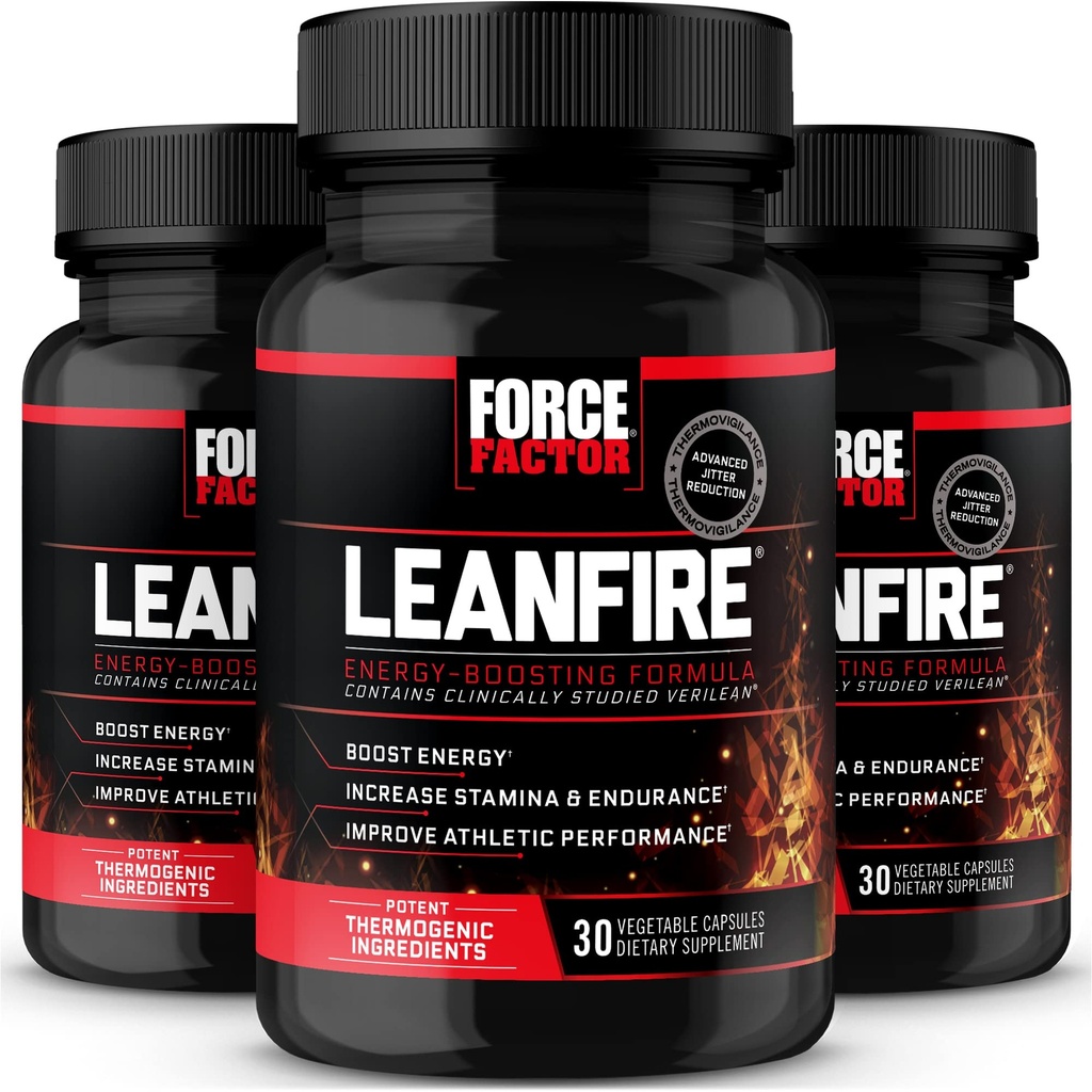 FORCE FACTOR LeanFire, 3-Pack, pre-workout energie pillen met groene thee extract en cafeïne om energie te verhogen, bouwen Lean Muscle, verbeteren van de atletische prestaties, en verbetering van de focus, 90 capsules