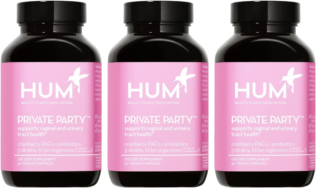 HUM Private Party Vaginale Probiotica voor vrouwen, pH-balans en urinetrek ondersteuning Vaginale Probiotische Supplement met Cranberry & Lactobacillus Blend, Women's Health Cranberry Pillen, 90 Capsules