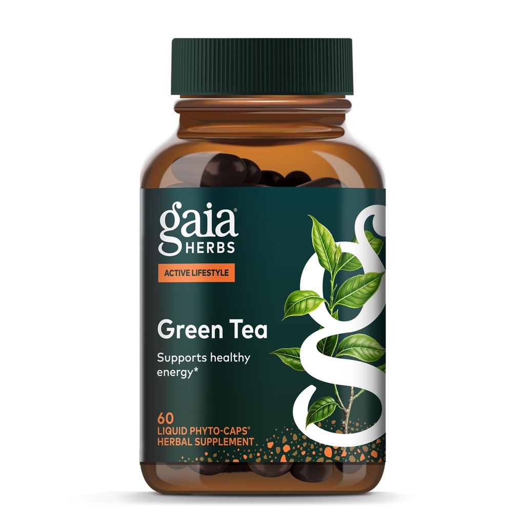 Gaia Kruiden Groene Thee - helpt gezond gewicht en energieniveaus te handhaven* - met biologisch groen theeblad en -extract - 60 Veganistische vloeibare Phyto-capsules (15 dagen)