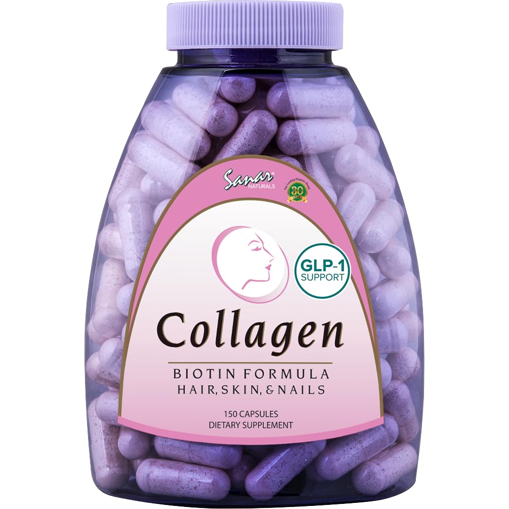 Sanar Naturals Collageen Pillen met Biotine, Vitamine C - Ondersteunt gezond haar, huid en nagels - Boost haargroei & sterke nagels - Collageen Biotin supplement, 150 capsules