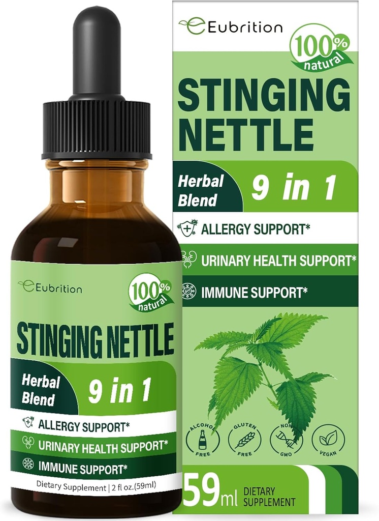 Kruidendruppels, Extract met stekende Nette Quercetin Kurkuma voor Allergie Ondersteuning, Urinaire Gezondheid & Immuniteit. 2oz