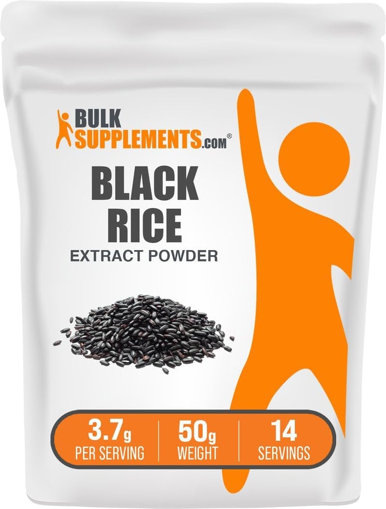 BulkSupplements.com Black Rice Extract Powder - Black Rice Powder, Gluten Free Supplement - Unflavored, 3.7g per Serving, 50g (1.8 oz) (Pack of 1)