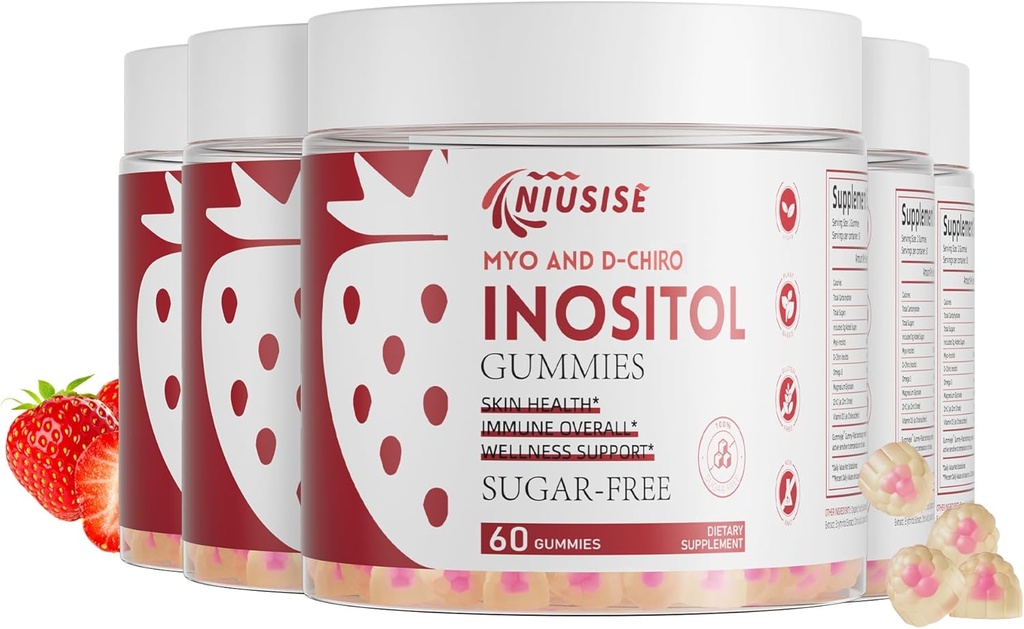 Inositol Gummies, Inositol Supplement with Myo-Inositol & D-Chiro Inositol + Vitamin D3, Ideal 40:1 Ratio, with Magnesium Glycinate 400mg, Supports Regular Cycle for Women, Vegan, 5 Pack