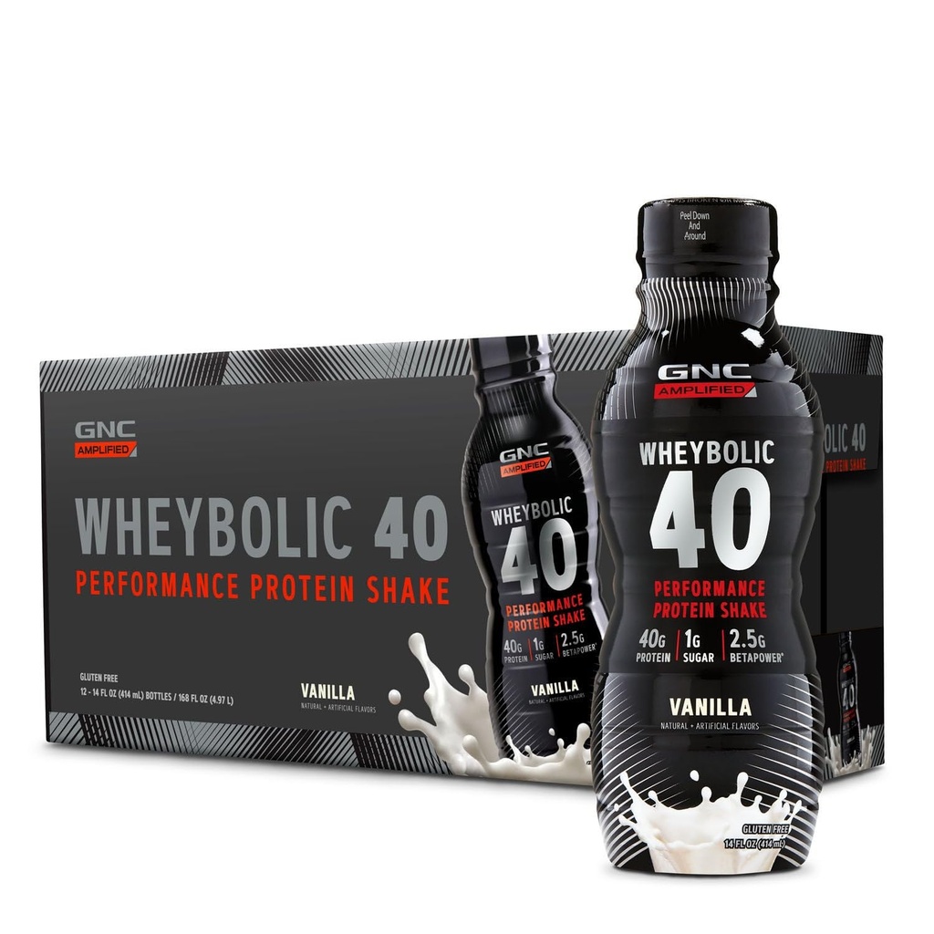 GNC AMP Wheybolic 40 - Vanille - 14oz. (12 flessen)