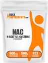 BulkSupplements.com NAC Powder - N-Acetyl Cysteine 600mg, NAC supplement - Antioxidant Support, Glutenvrij - 600mg per portie, 833 porties, 500g 1,1 lbs (pakket van 1)