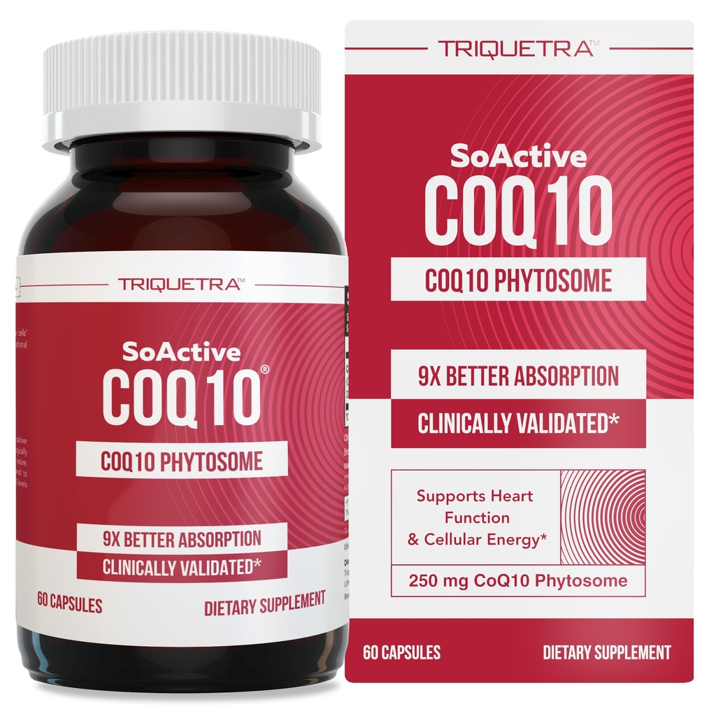 SoActive CoQ10® 250 mg: CoQ10 Phytosome met tot 9X hogere absorptie - Bewezen Cellulaire Levering - Ondersteunt Cellulaire Energie Productie (60 capsules)