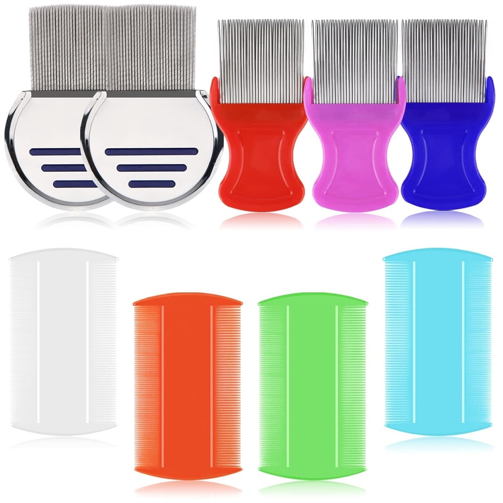 LABOTA 9 stuks Lijs Combs, Flea Combs, Hair Comb Double Sided Fine Tand Combs, Verwijderen Dandruff Comb met metalen tanden, roestvrij staal Louse en Nit Comb voor hoofd Lice behandeling