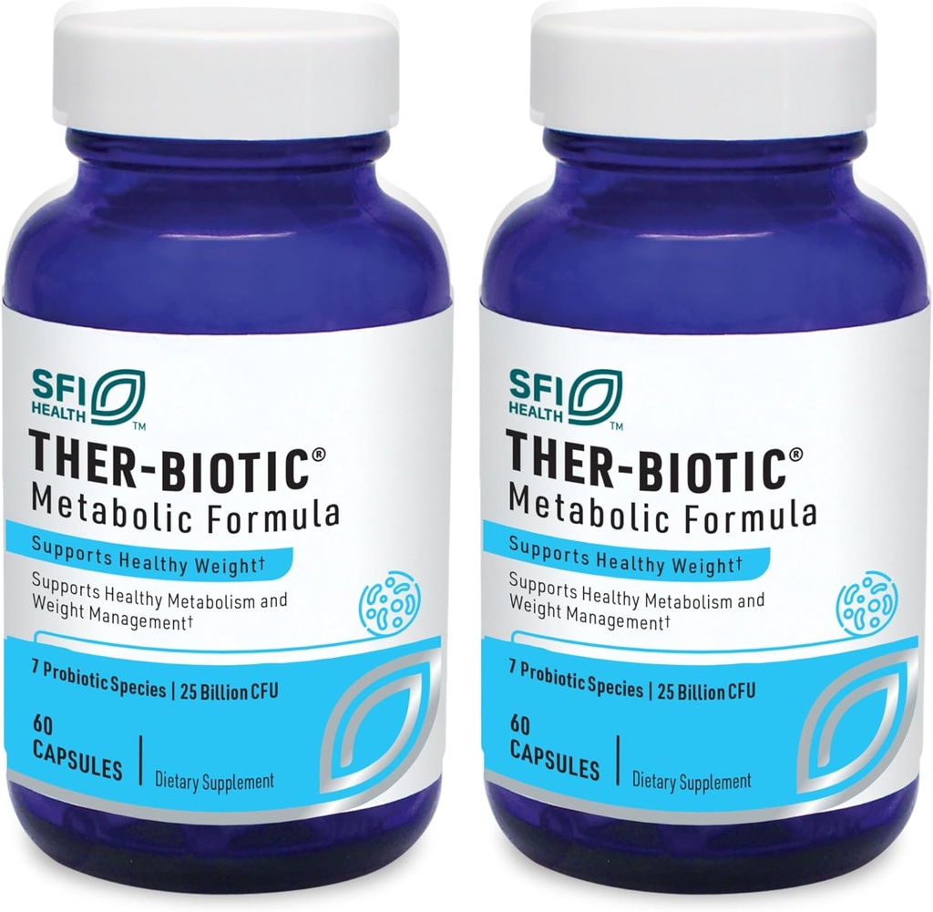 Klaire Labs SFI Health Ther-Biotic Metabolic Formula Probiotic - Ondersteunt Metabolisme + Immuun Systeem - Vegetarische Probiotica - Hypoallergeen, Dairy-Free (60 Capsules / 2 Pack)