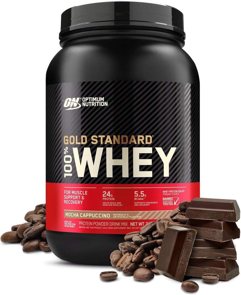 OPTIMUMDUTRITIE GOLD STANDAARD 100% Wei Proteïnepoeder, Mokka Cappuccino, 2 Pond