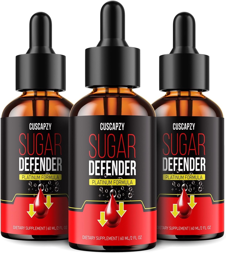 Geen recept vereist, Sugar Defender Drops, Sugar Defender Liquid, Platinum Formule, Verpakking van 3